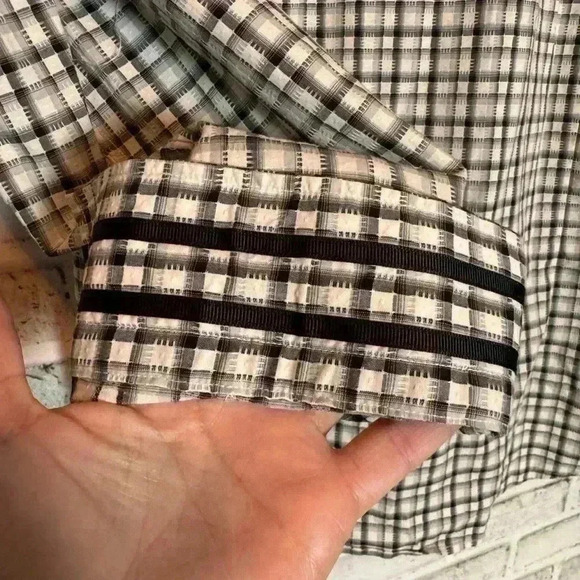 Robert Graham Shirt Mens Large Button Down Black‎ White Flip Cuff Long Sleeve - Picture 6 of 12